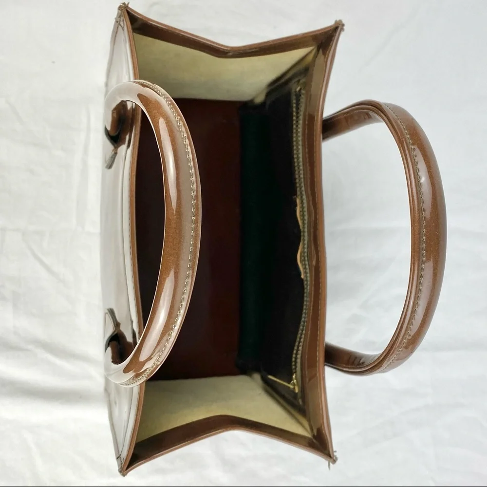 Gorgeous Vintage Ronay Dark Brown Patent Leather Handbag Purse 1960s - Picture 10 of 10